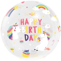 Balónik fóliový transparentný okrúhly Hb Unicorn 45 cm