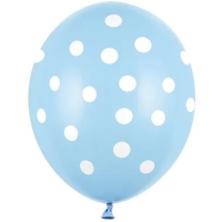 Balónik latexový baby blue s bodkami 30 cm 1 ks