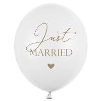 Balónik latexový biely s nápisom Just Married 30 cm 1 ks