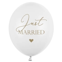 Balnik latexov biely s npisom Just Married 30 cm 1 ks