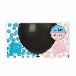 BALN latexov Gender Reveal ern s konfetami 61cm