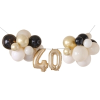 Balóniková dekorácia 40. narodeniny čierna/telová