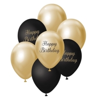 Balnkov buket Happy Birthday erno-zlat 30 cm 7 ks