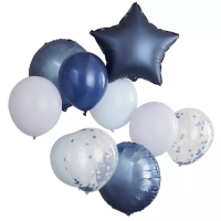 Balónový buket mix Námornícka/pastelovo modrá 10 ks