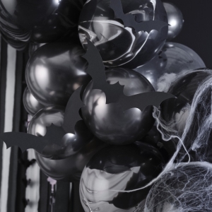 Set pro balónkový oblouk a fotopozadí s netopýry a stuhami 75 ks balónků