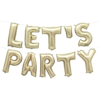 Balónikový nápis Let's Party zlatý