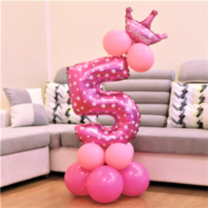 Růžová sada balónků s číslem 5