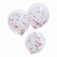 Balóniky dvojvrstvé, biele s farebnými konfetami 3 ks