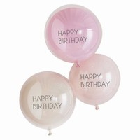 Balóniky dvojvrstvé, pastelové "Happy birthday" 45 cm, 3 ks