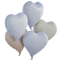 Balóniky fóliové Srdce šedé/béžové/biele 45 cm, 5 ks