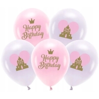 Balniky latexov ECO Happy Birthday Princess mix 33 cm 5 ks