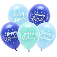 Balniky latexov ECO Happy Birthday blue mix 26 cm 5 ks