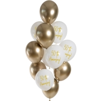 Balóniky latexové Golden Anniversary 50. výročie 33 cm 12 ks