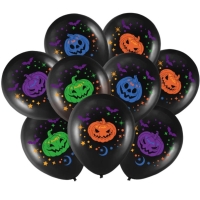 Balóniky latexové Halloween Tekvica čierne 30 cm 9 ks