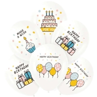 Balniky latexov Happy Birthday mix 30 cm 6 ks