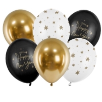 Balniky latexov Happy New Year 30 cm 6 ks