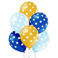 Balóniky latexové Polka krúžky, modré 30 cm 6 ks