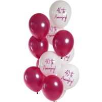 Balóniky latexové Ruby Anniversary 40. výročie 33 cm 12 ks