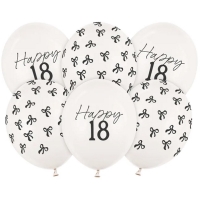 Balnky latexov "Happy 18" s malikami 30 cm 6 ks