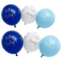 Balóniky latexové "Hello Baby!" modré 27 cm, 6 ks