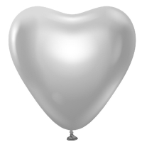 Balóniky latexové platinové strieborné srdce 30 cm, 6 ks