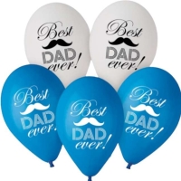 Balóniky latexové biela/modrá Best Dad Ever 30 cm 5 ks