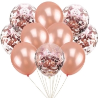 Balniky latexov chrmov/s konfetami Rose Gold 30 cm 10 ks