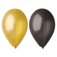 Balniky latexov metalick ierne/zlat 26 cm 50 ks