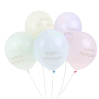 Balóniky latexové pastelové Happy Birthday 30 cm, 5 ks