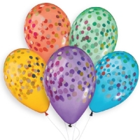 Balóniky pastelové s potlačou, konfety kryštálové 50 ks