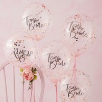Balóniky s konfetami 'Team bride' ružové zlato