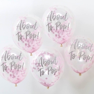 Balónky latexové transparentní s konfetami růžové About To Pop