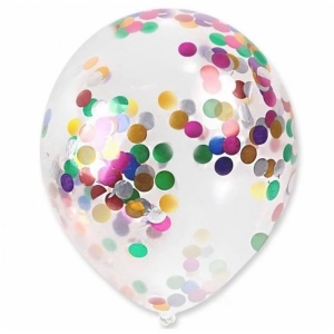 Balónky latexové transparentní s konfetami Multicolor 30 cm