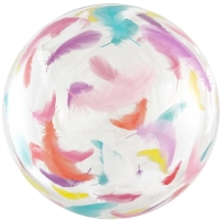 Balónová bublina transparentná Farebné pierka 46 - 51 cm