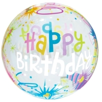 Balóniková bublina transparentná Happy Birthday 37 cm