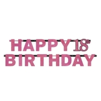 Banner Sparkling ružový Happy Birthday "18" 213 cm