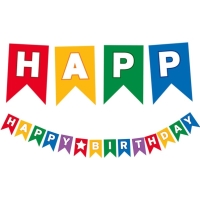 Banner vlajočkový Happy Birthday multicolor 230 cm