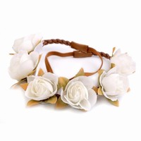 Čelenka pružná s kvetmi bielych ruží