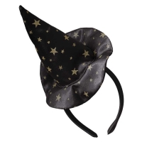 Čelenka s kúzelníckym klobúkom čierny s hviezdami
