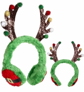 Čelenka vánoční Sobí parohy s klapkami na uši