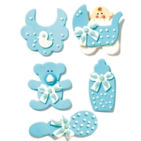 Cukrové dekorácie na cupcakes Baby boy 5 ks