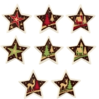 Cukrové dekorácie na cupcakes Hviezdičky vianočné 44x46 mm, 48 ks