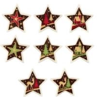 Cukrov dekorcie na cupcakes Hviezdiky vianon 44x46 mm, 48 ks