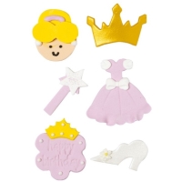 Cukrové dekorácie na cupcakes Princess 6 ks