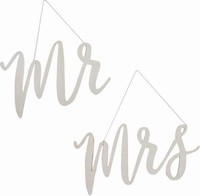 Dekorcia dreven Mr&Mrs na stoliky 30 x 14 cm