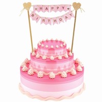 DEKORÁCIA na tortu Happy Birthday svetlo ružová 25 cm