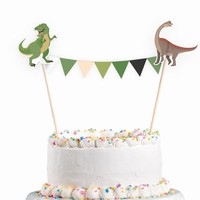 DEKORACE na dort s vlaječkami Dinosauři 15x20cm