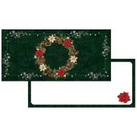 Darčeková obálka zelený vianočný veniec 21 x 10 cm