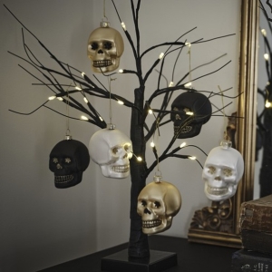 Dekorace Halloween Strom s LED svtlky ern 40 cm