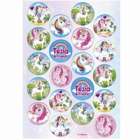 Dekorcia na cupcakes fondnov list Unicorn 34 mm, 20 ks